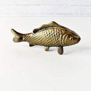 Brass Koi Fish Figurine Carp Goldfish Figure 5 Inch